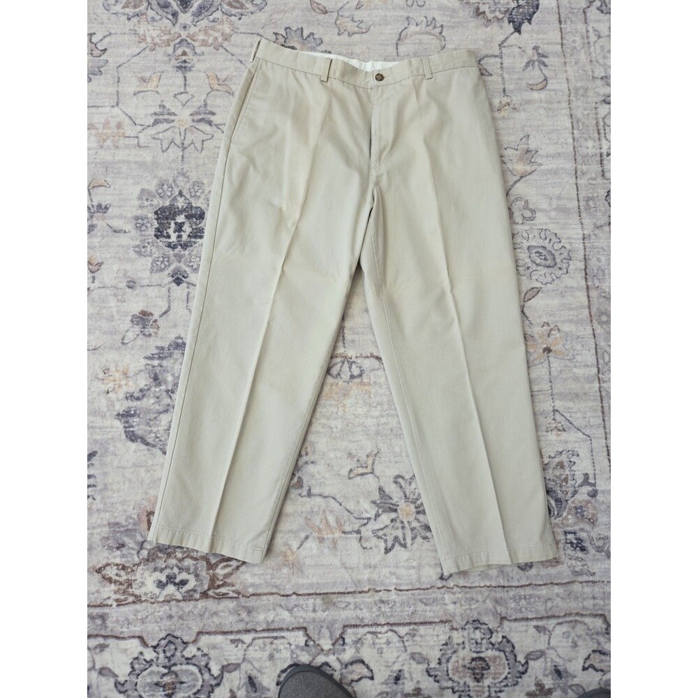 #476 VTG LL Bean Men's Beige Double L Chinos 38x29 Classic Fit Khakis Cotton